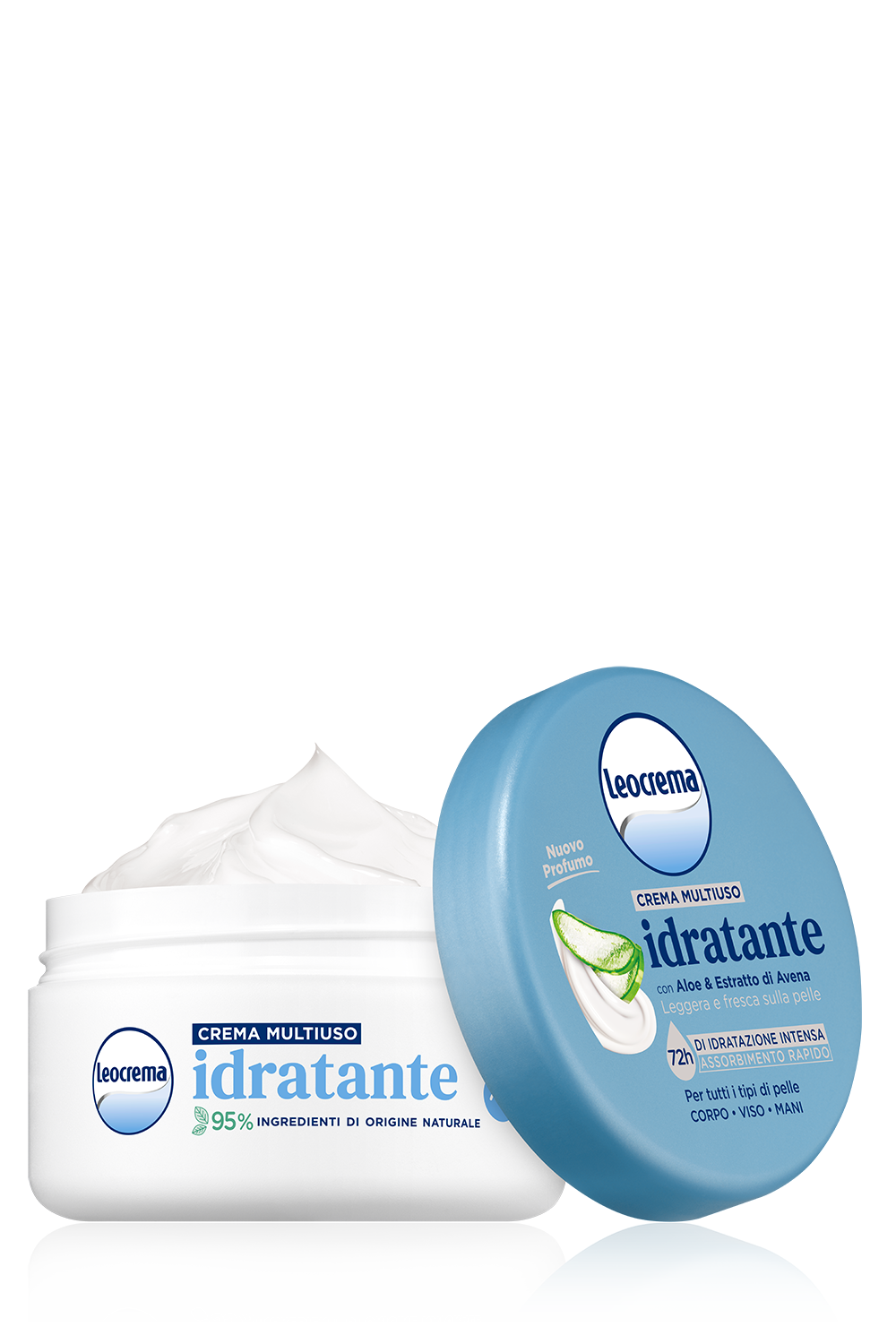 Leocrema Crema Multiuso Idratante 200ml | 72h Idratazione Intensa Viso, Mani e Corpo | Con Aloe & Estratto di Avena | 95% Ingredienti di Origine Naturale