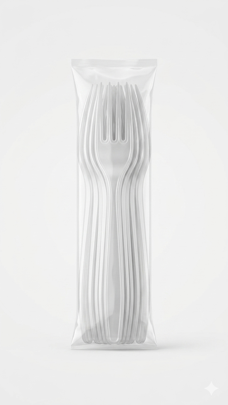 DOPLA Forchette Re-Usable Trasparenti | Posate in Plastica Rigida Riutilizzabili | Testate per 20 Lavaggi | Ideali per Catering, Eventi Eleganti e Feste