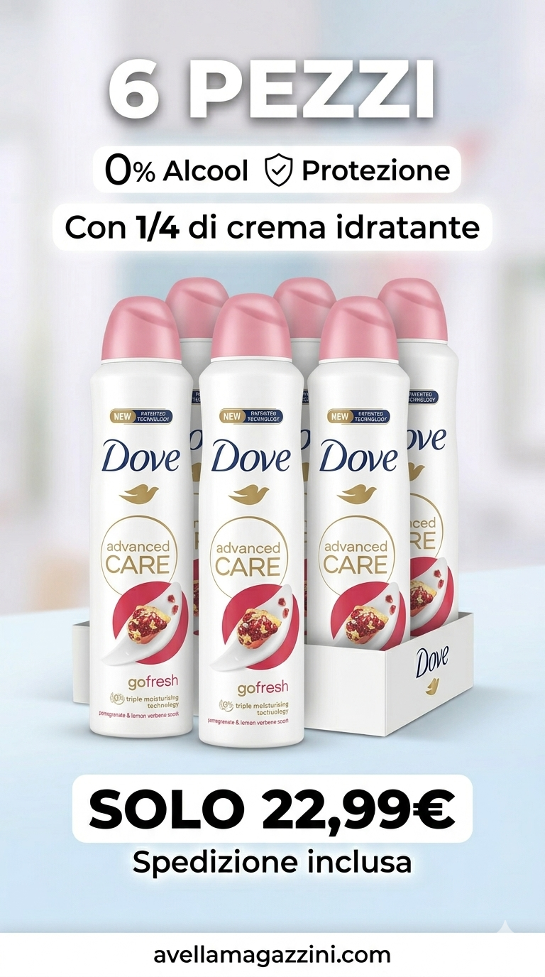 Bundle Dove Go Fresh Deodorante Spray Melograno e Limone 6X250ml – Scorta Summer Edition Antitraspirante 48h