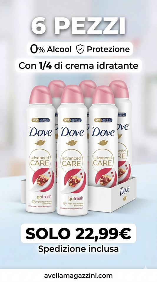 Bundle Dove Go Fresh Deodorante Spray Melograno e Limone 6X250ml – Scorta Summer Edition Antitraspirante 48h