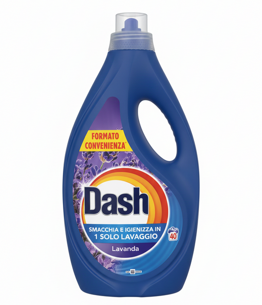 Dash Detersivo Liquido Lavanda 1800ml | 40 Lavaggi | Smacchia e Igienizza | Efficace a Freddo e Cicli Brevi