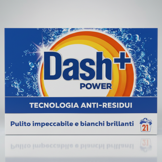 Dash Power Detersivo Lavatrice in Polvere 1050g | 21 Lavaggi | Tecnologia Anti-Residui per Bianchi Brillanti | Pulito Impeccabile a 20°C