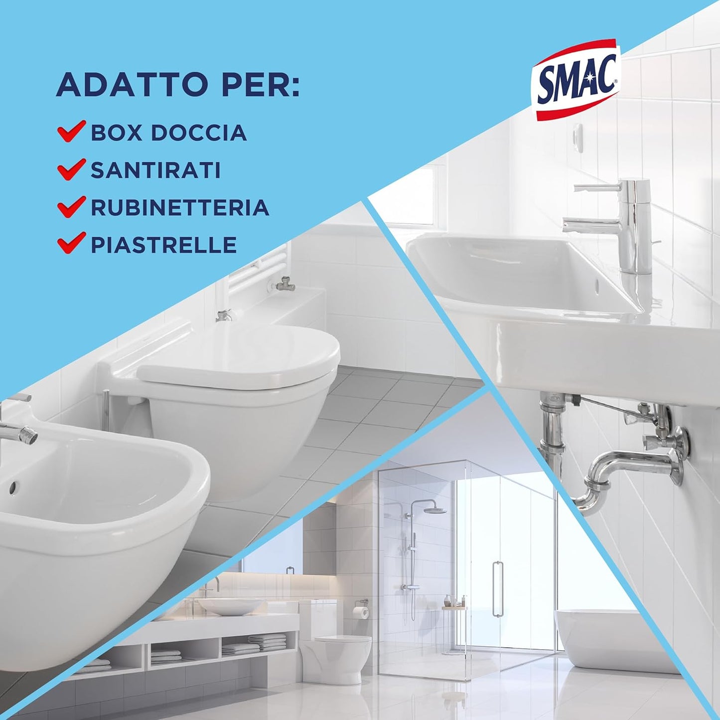 SMAC Scioglicalcare Gel Mirato | Rimuove 100% Calcare Ostinato | Azione d'Urto Anti-Ruggine e Sporco | Igiene Profonda per Sanitari e Rubinetteria