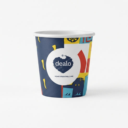 Dealo Bicchierini di Carta per Caffè 75 ml (2,5 oz), confezione da 50 pezzi con fantasia Maori etnica, ideali per espresso e bevande calde, 100% riciclabili.