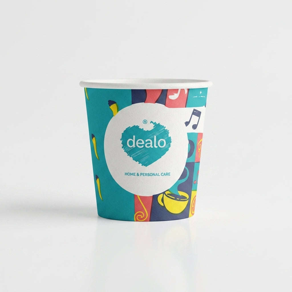 Dealo Bicchierini di Carta per Caffè 75 ml (2,5 oz), confezione da 50 pezzi con tema musicale, bicchierini monouso per espresso e bevande calde, 100% riciclabili.