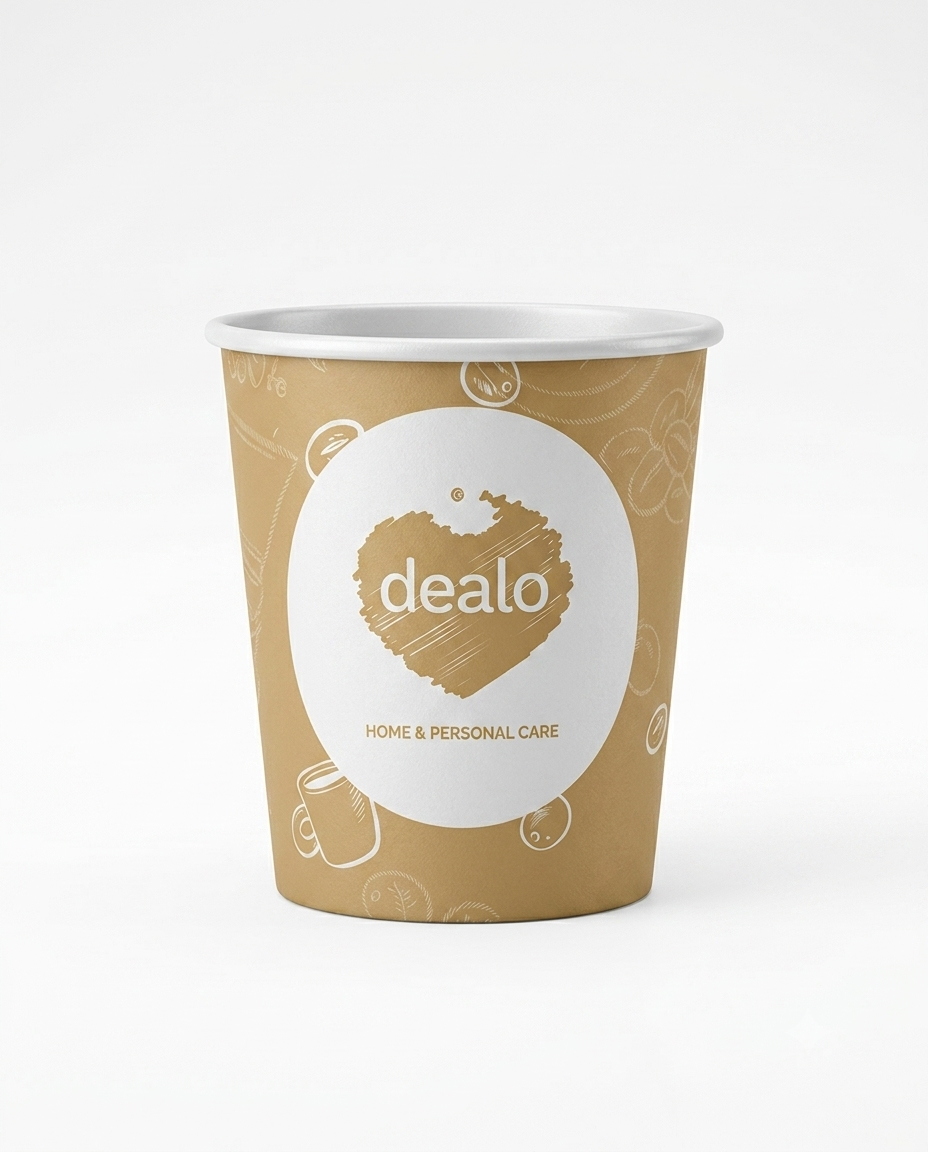 Bicchierini di carta Dealo per caffè 75 ml confezione da 50 pezzi monouso per bevande calde e espresso.
