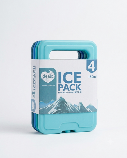Set 4 ice pack Dealo Slim Size 150 ml siberini di ghiaccio riutilizzabili per borsa frigo e contenitori termici.