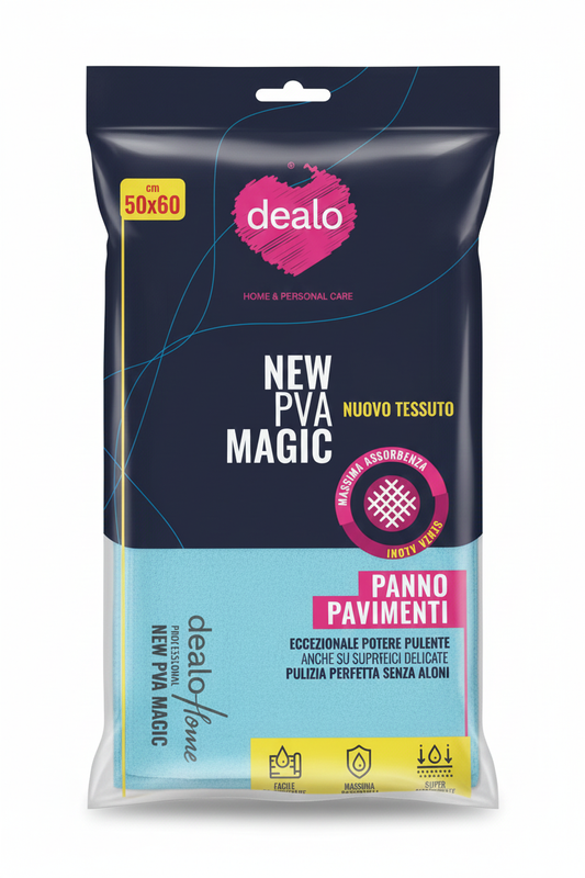 DEALO Panno Pavimenti PVA New Magic 50x60 cm – Tecnologia Professionale Ultra-Assorbente – Zero Aloni per Marmo e Parquet