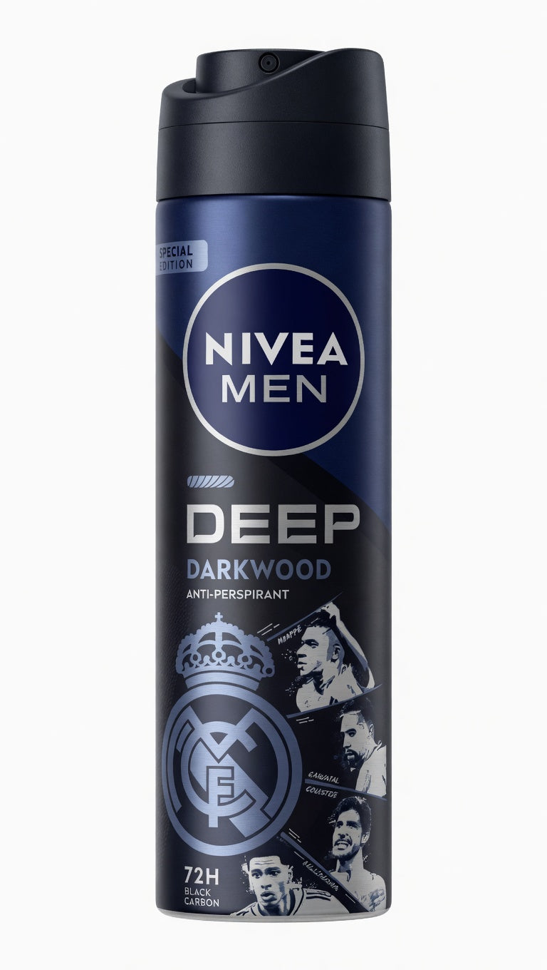 Nivea Men Deep Darkwood Deodorante Spray 150ml – Antitraspirante 72h con Carbone Attivo – Tecnologia MAXXTECH