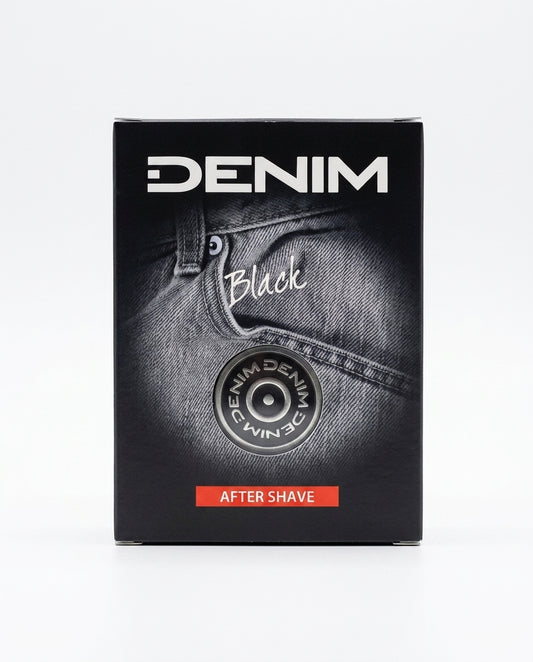 Denim Black After Shave 100 ml, lozione dopobarba rinfrescante, formulata per lasciare la pelle tonica e vitale dopo la rasatura.