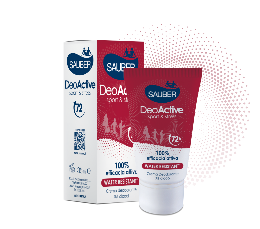 Sauber DeoActive Crema Sport & Stress 72h 35 ml – Formula Antiodore ad Alta Resistenza per Regolare la Sudorazione Eccessiva