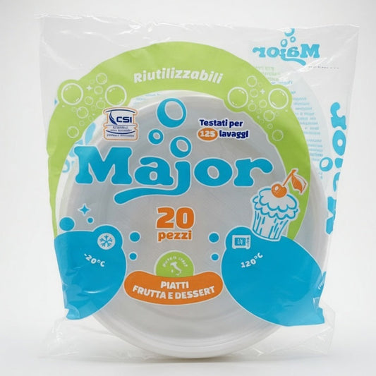 Major Piatti Frutta e Dessert Riutilizzabili Extra Resistenti – 20 Pezzi Testati per 125 Lavaggi in Lavastoviglie da -20°C a +120°C