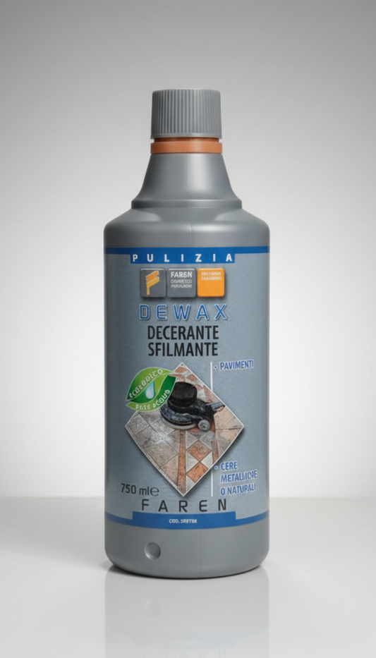 FAREN DEWAX Decerante Sfilmante Professionale 750ml | Rimuove Cere Naturali, Sintetiche e Metalliche | Formula Ecologica a Base Acqua per Marmo e Granito | Azione Rapida e Profumata