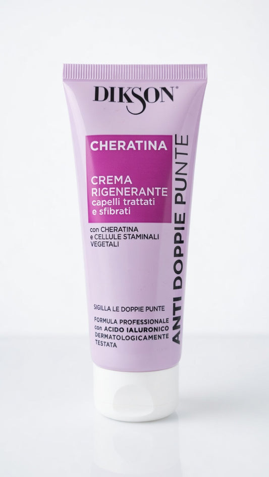 Dikson Crema Ristrutturante Professionale 75 ml trattamento intensivo con cheratina e cellule staminali vegetali per capelli sfibrati, trattati e danneggiati, crema ristrutturante ad azione profonda 3 in 1 che ripara la fibra capillare, aumenta la resistenza e dona effetto seta, morbidezza e brillantezza effetto specchio