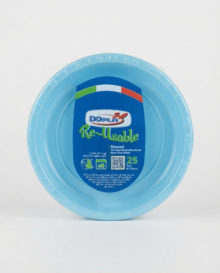 DOpla Re-Usable Piatti Frutta e Dessert 170 mm 25 Pezzi | Piatti Colorati per Feste e Party | Riutilizzabili fino a 20 Lavaggi | Microonde | Made in Italy