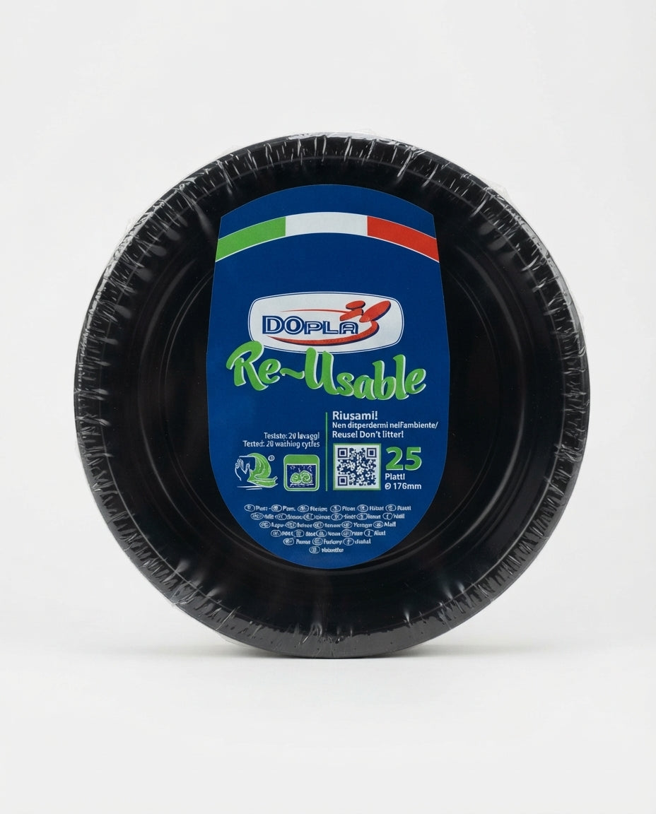 DOpla Re-Usable Piatti Frutta e Dessert 170 mm 25 Pezzi | Piatti Colorati per Feste e Party | Riutilizzabili fino a 20 Lavaggi | Microonde | Made in Italy