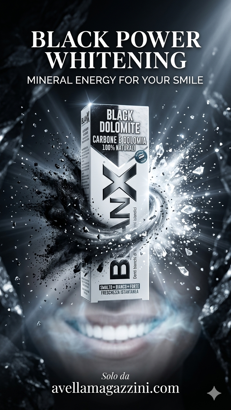 BlanX® Black Dolomite | Dentifricio Sbiancante con Carbone Attivo e Dolomia | Formula Bicolor Smalto Forte 75 ml