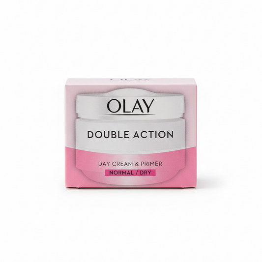 OLAY Double Action Crema Giorno & Primer 50ml – Idratazione Quotidiana & Base Make-up – Pelli Normali e Secche – pH Neutro