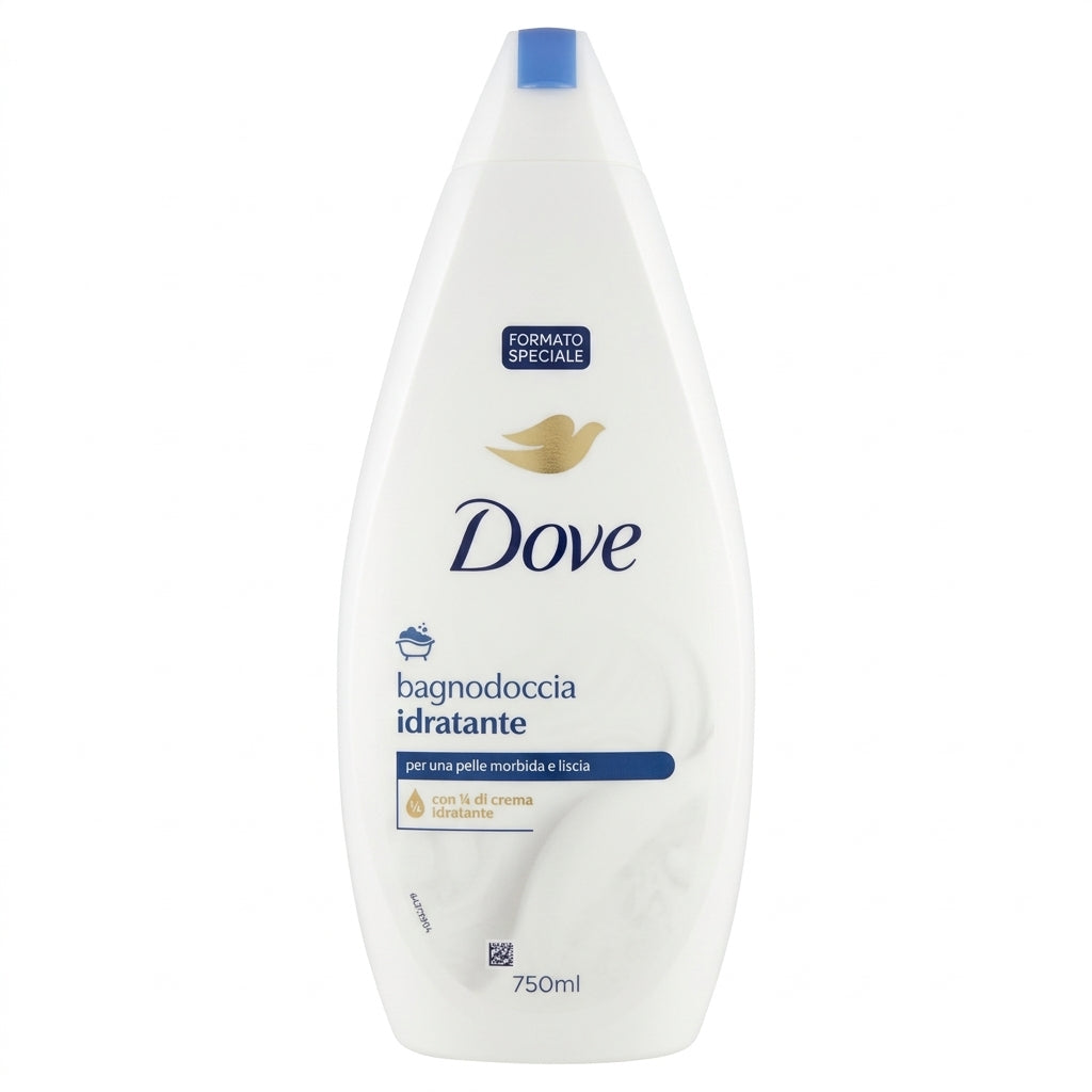 Dove Bagnodoccia Idratante 1/4 Crema Idratante Formato Speciale 750 ml – Detersione Delicata Nutriente Pelle Morbida