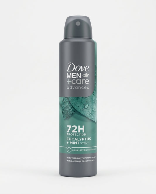 Dove Men+Care Advanced Eucalyptus + Mint Deodorante Spray Antitraspirante 72H 250 ml – Protezione Antibatterica e 1/4 Idratante