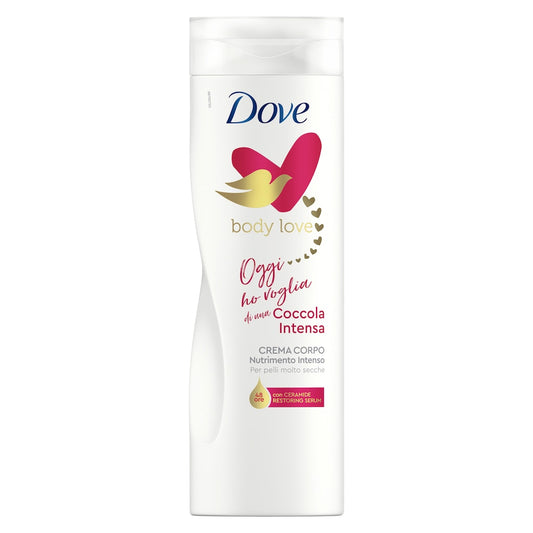 Dove Body Love Lozione Corpo Coccola Intensa 400ml | Crema Nutrimento Intenso per Pelli Molto Secche | Con Ceramide Restoring Serum | Idratazione 48 Ore e Seta