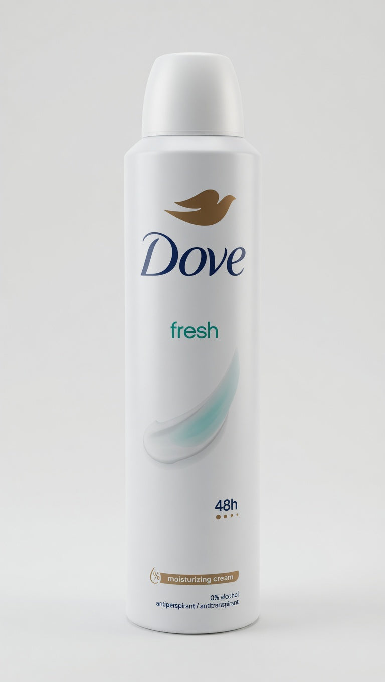 Dove Fresh Deodorante Spray Antitraspirante 48h Maxi Formato 250ml – Con 1/4 di Crema Idratante e 0% Alcool
