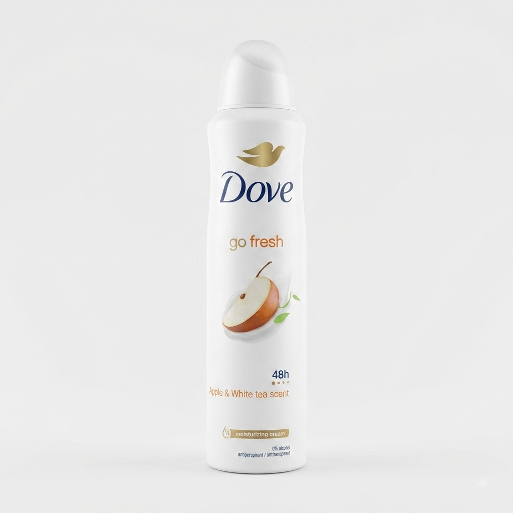 Dove Go Fresh Apple & White Tea Deodorante Spray 250ml – Freschezza Rigenerante alla Mela Verde e Tè Bianco