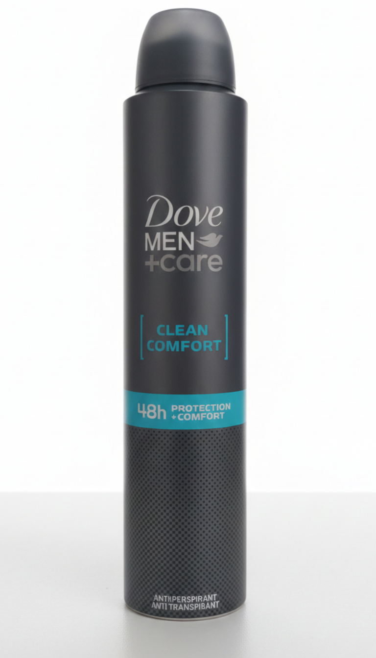 Dove Men+Care Deodorante Spray Clean Comfort 200ml – Protezione Antitraspirante 48H – 1/4 di Tecnologia Idratante – 0% Alcool