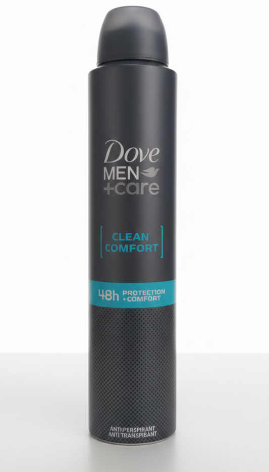 Dove Men+Care Deodorante Spray Clean Comfort 200ml – Protezione Antitraspirante 48H – 1/4 di Tecnologia Idratante – 0% Alcool
