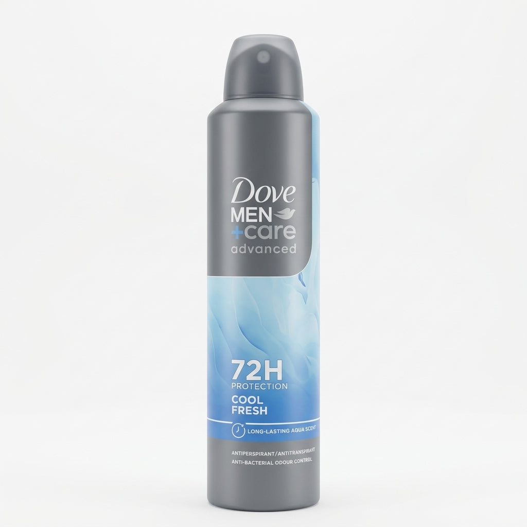 Dove Men+Care Advanced Cool Fresh Deodorante Spray Antitraspirante 72H Formato XL 250 ml – Protezione Antibatterica e 1/4 Idratante