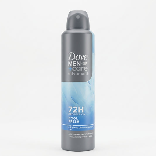 Dove Men+Care Advanced Cool Fresh Deodorante Spray Antitraspirante 72H Formato XL 250 ml – Protezione Antibatterica e 1/4 Idratante