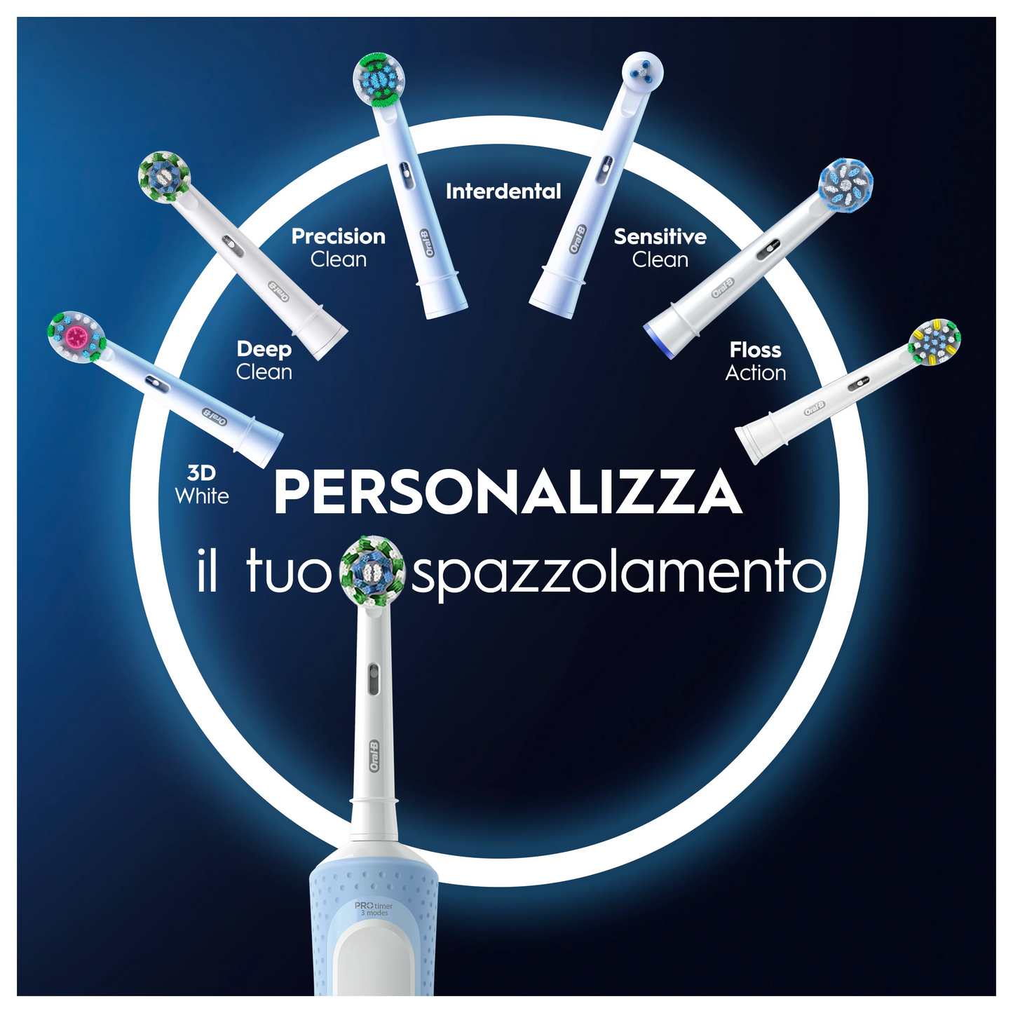 Oral-B Vitality Pro Spazzolino Elettrico Ricaricabile | 3 Modalità di Pulizia (Denti Sensibili Plus) | Tecnologia 2D | Timer Professionale 4 Zone | Rimuove fino al 100% di Placca