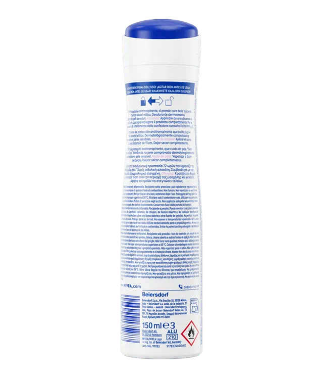 NIVEA Derma Control Restore Spray 150ml | Anti-traspirante 72h con Acido Ialuronico e Vitamina E | Lenitivo Post-Rasatura