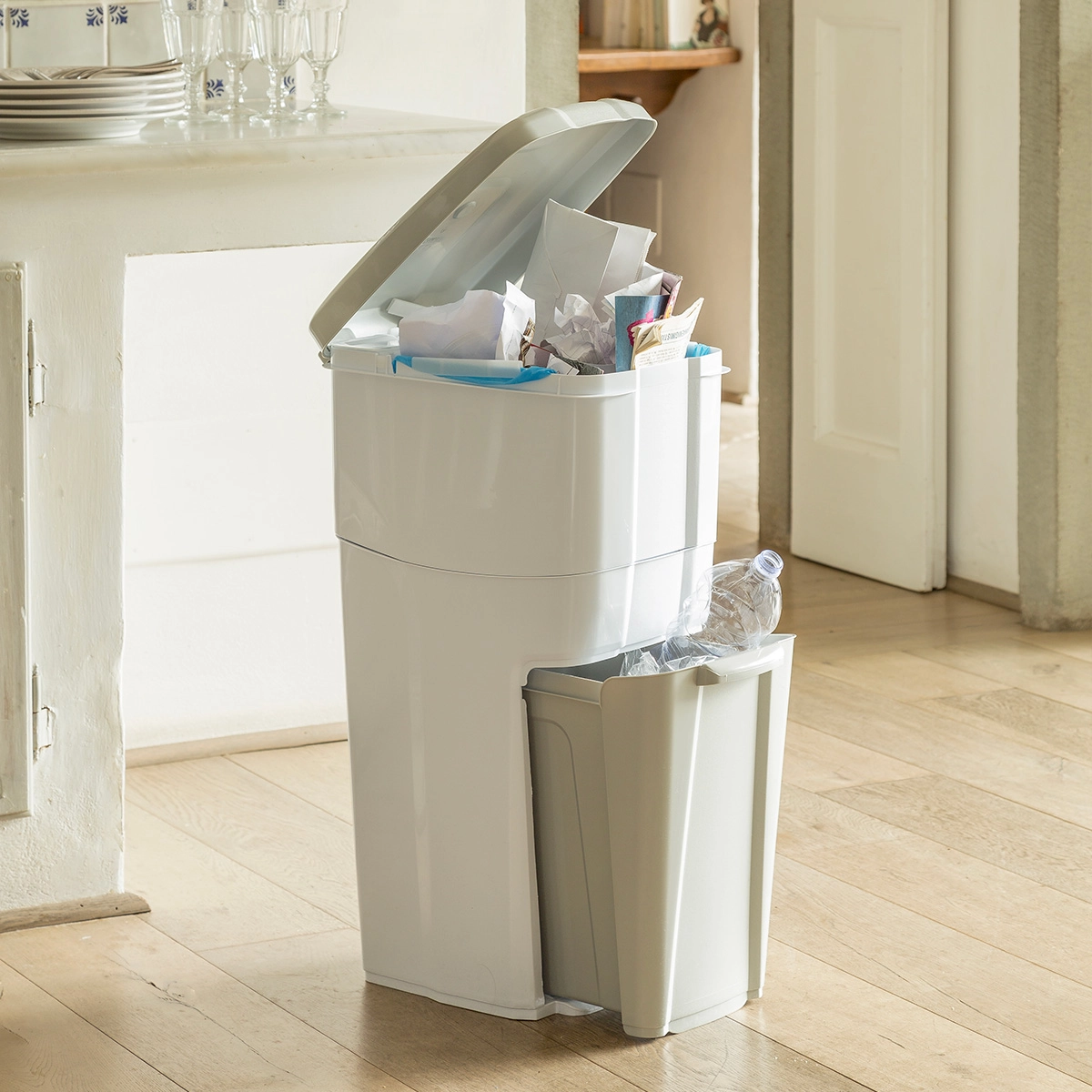Bama Trypla Pattumiera Differenziata 3 Scomparti Resina Riciclabile – Gestione Rifiuti Eco-Sostenibile