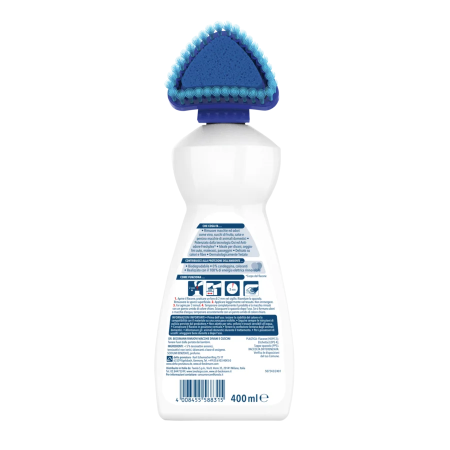Dr. Beckmann Rimuovi Macchie Divani e Cuscini 400 ml | Elimina Macchie e Odori Ostinati | Tecnologia Oxi Power e Anti-Odore | Azione in 3 Minuti | Per Divani, Materassi e Auto