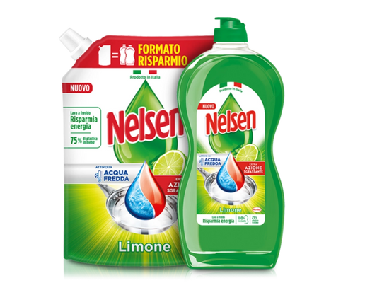 Nelsen Piatti Limone Eco-Ricarica 1650ml | Extra Sgrassante Attivo in Acqua Fredda | Formato Risparmio -75% Plastica | Made in Italy