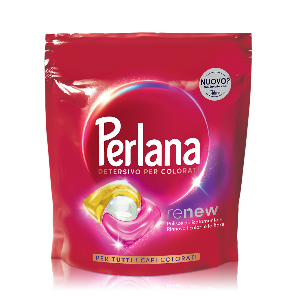 Perlana Caps Colorati – Detersivo in Capsule 3-in-1 – Ravviva Colori e Rinnova Fibre in 10 Lavaggi – 20 Capsule (20x13,5g)