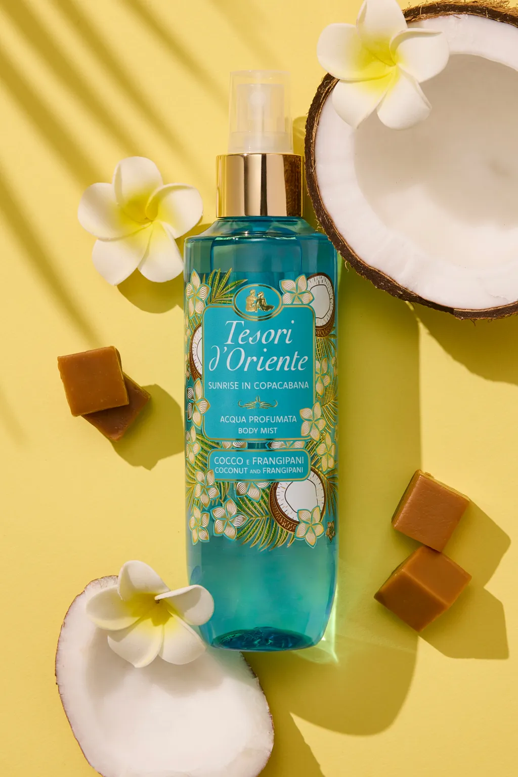 Tesori d'Oriente Acqua Profumata Cocco e Frangipani Sunrise in Copacabana 200 ml – Fragranza Idratante Esotica per Avvolgere la Pelle di Energia Positiva e Freschezza Leggera