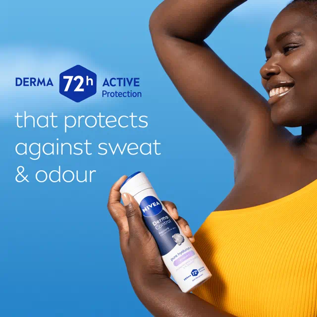 NIVEA Derma Control Restore Spray 150ml | Anti-traspirante 72h con Acido Ialuronico e Vitamina E | Lenitivo Post-Rasatura