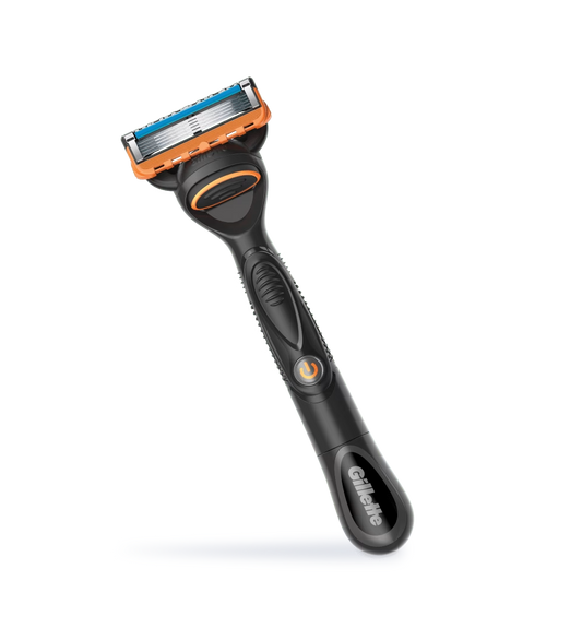 Gillette Fusion5 Power Rasoio da Uomo Motorizzato | Tecnologia a Micro-Impulsi Anti-Attrito | 5 Lame di Precisione + 2 Ricambi | Styling Barba e Rifinitore