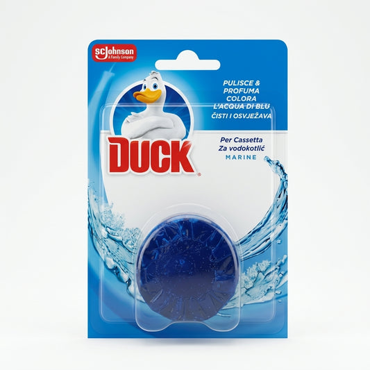 Duck SC Johnson Per Cassetta Marine 50 g – Tavoletta WC 3 in 1 Acqua Blu Anticalcare Pellicola Idrosolubile
