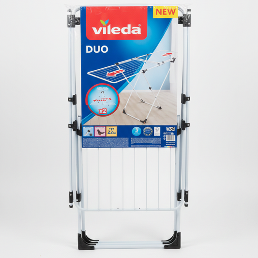 Vileda Surprise Stendibiancheria Estensibile da Interni | Fino a 20 Metri di Stenditura | Fili in Alluminio Anti-Piega | Con Ruote e Supporto Piccoli Capi | Made in Italy Design