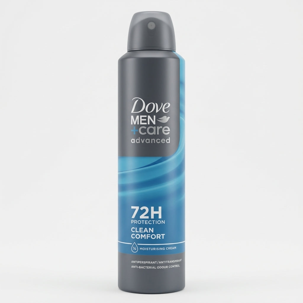 Dove Men+Care Advanced Clean Comfort Deodorante Spray Antitraspirante 72H Formato XL 250 ml – Protezione Antibatterica e 1/4 Idratante