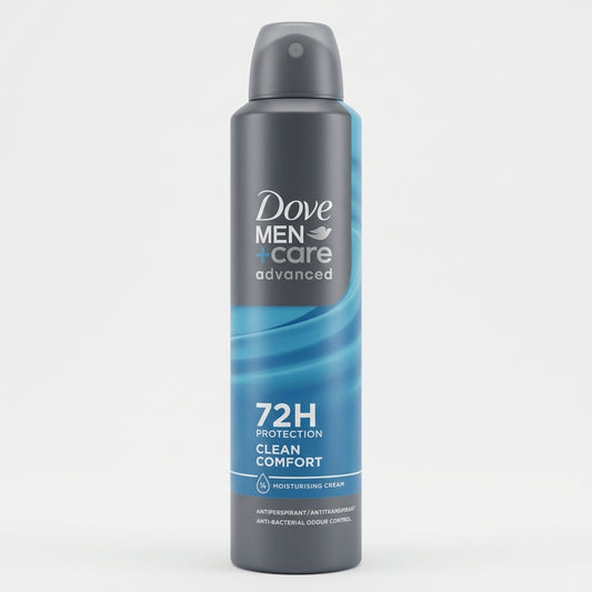 Dove Men+Care Advanced Clean Comfort Deodorante Spray Antitraspirante 72H Formato XL 250 ml – Protezione Antibatterica e 1/4 Idratante