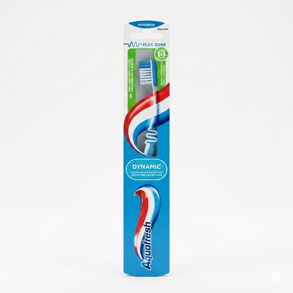 Aquafresh Dynamic Spazzolino Setola Media – Protezione Gengive e Controllo Placca Placca