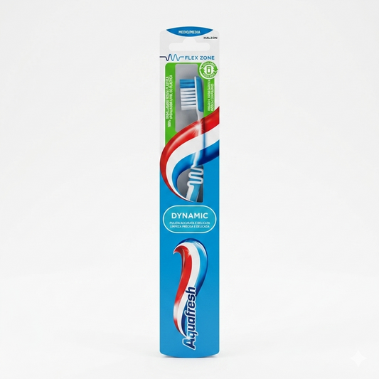 Aquafresh Dynamic Spazzolino Setola Media – Protezione Gengive e Controllo Placca Placca