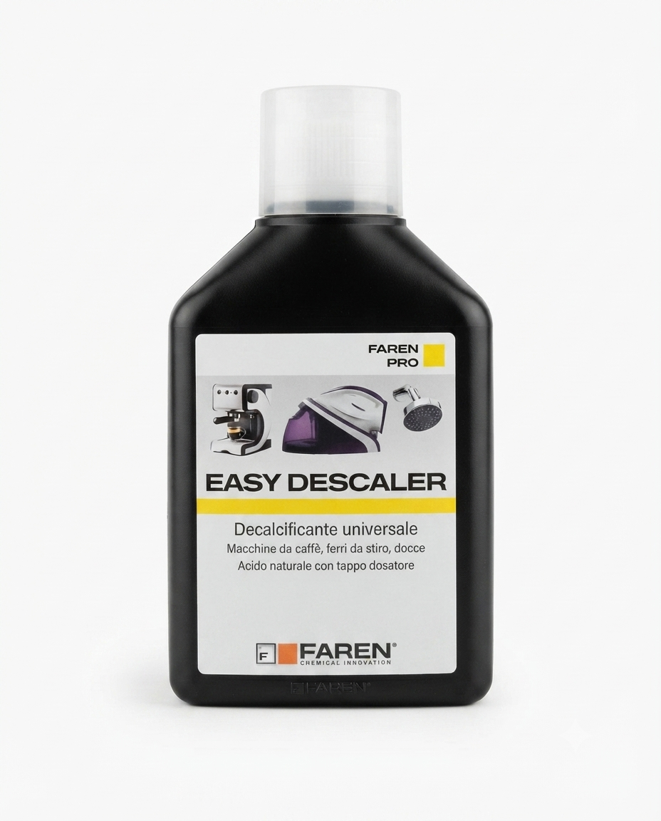 FAREN PRO Easy Descaler 500 ml, decalcificante universale per macchine da caffè, ferri da stiro ed elettrodomestici, rimuove efficacemente il calcare e aiuta a mantenere prestazioni e durata degli apparecchi.