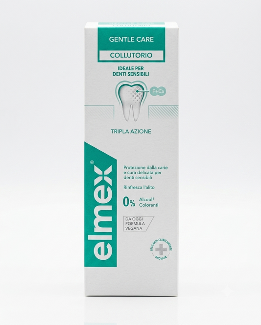 Elmex Sensitive Gentle Care Collutorio 400ml per denti sensibili, con fluoro, senza alcool, protegge dalla carie.