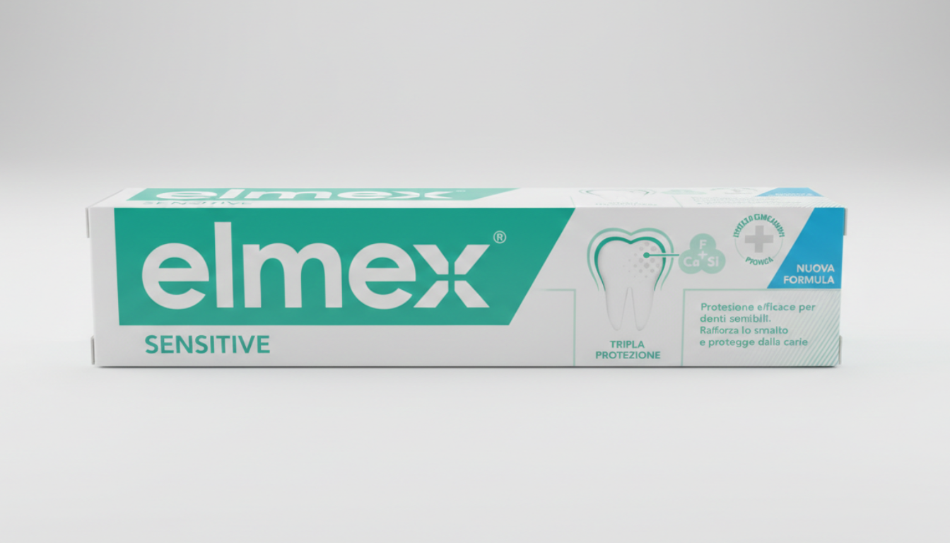 ELMEX Sensitive Tripla Protezione Dentifricio Specifico per Denti Sensibili 75ml – Trattamento Desensibilizzante a Bassa Abrasività con Fluoro e Calcio, Protezione Anti-Carie e Rinforzo dello Smalto