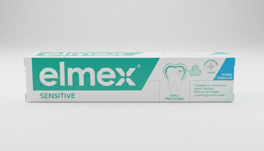 ELMEX Sensitive Tripla Protezione Dentifricio Specifico per Denti Sensibili 75ml – Trattamento Desensibilizzante a Bassa Abrasività con Fluoro e Calcio, Protezione Anti-Carie e Rinforzo dello Smalto